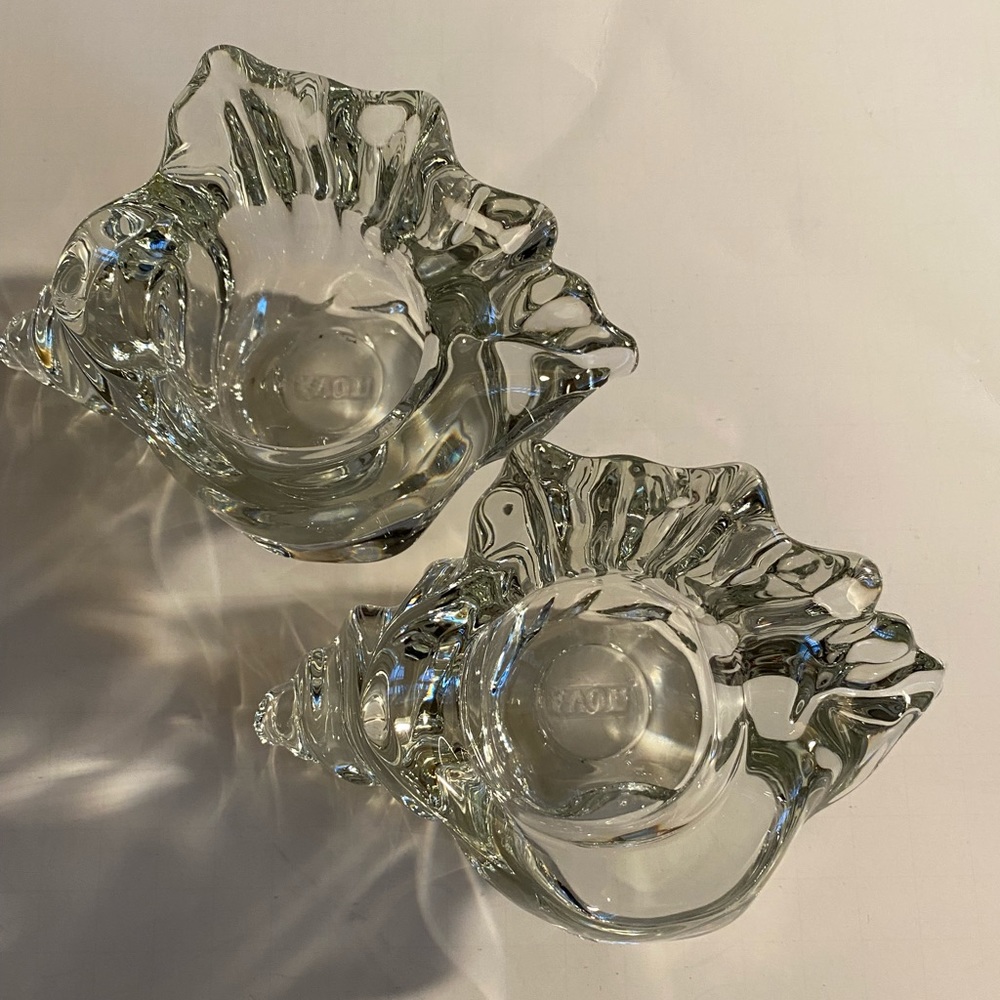 Avon Glass Sea Shell Votive Candle Holder 2.5" × 6"  Set